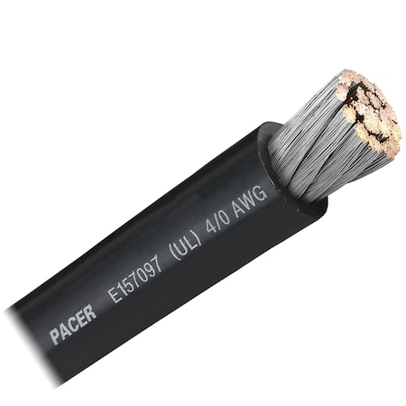 Pacer Group Pacer Black 4/0 AWG Battery Cable, Sold By The Foot WUL4/0BK-FT